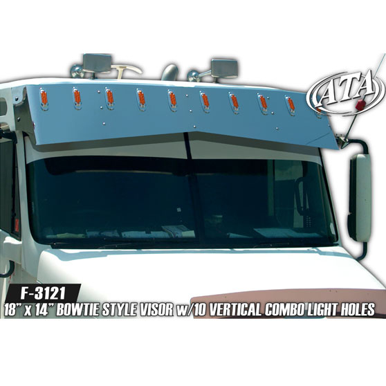 Freightliner Century Class Mid Roof 2003 And Older 18 Inch By 14 Inch Bowtie Visor With Combination Light Holes