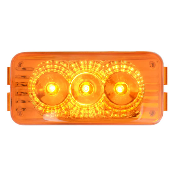 Small Rectangle Spyder Amber/ Amber LED Light With Chrome Rim