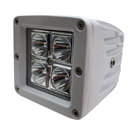 White- Marine Series 3 By 3 Inch 16-Watt 4-LED Cree Cube Docking Spreader Light With Optional Amber Anti-Fog Cover