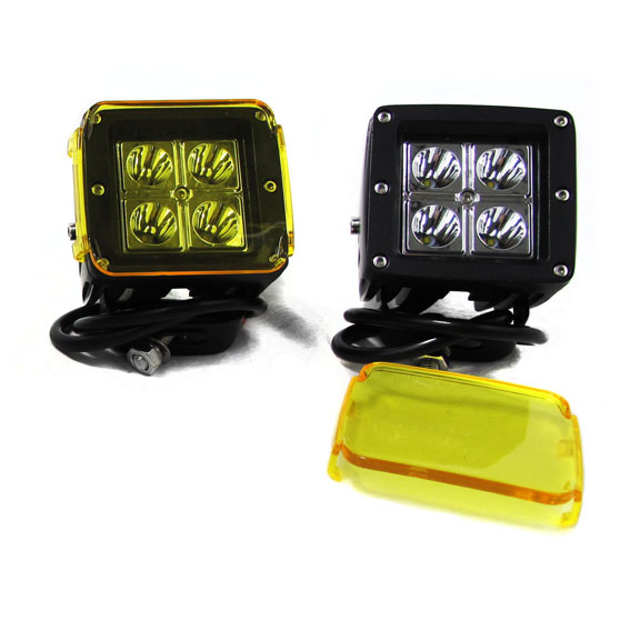 3 Inch By 3 Inch 16W LED Cube Spot Lights With Amber Covers