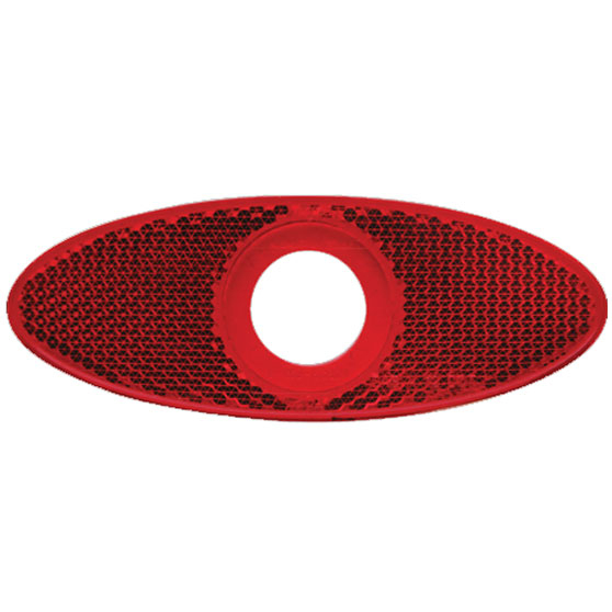 Red Oval Reflector for 3/4 Inch Lights with Adhesive Backing - Easy Installation