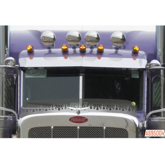 Bugshield Kit for Peterbilt 388/389 with Flame Trim - Smooth, No Lights or Light Holes