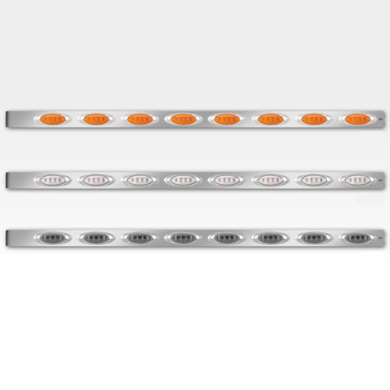 Peterbilt 63 Inch Long By 3 Inch Tall Sleeper Panels With 7 P1 LED Lights With 8 Inch Spacing
