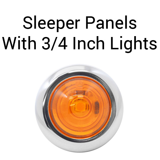 Peterbilt 386 63 Inch By 2.5 Inch Tall Sleeper Panels With 9 Round 3/4 Inch LED Bullet Lights And 6 Inch Light Spacing