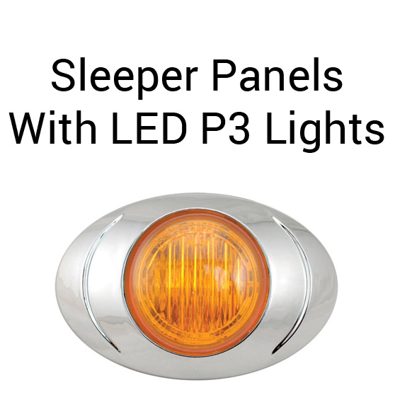 Peterbilt 386 63 Inch Long By 2.5 Inch Tall Sleeper Panels With 7 P3 LED Lights And 8 Inch Light Spacing