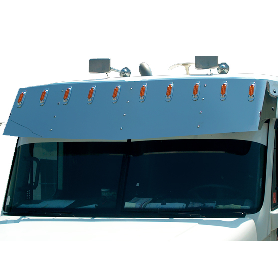 18" x 20" Stainless Steel With (10) Vertical Combination Light Cutouts V Style Visor For Freightliner Century