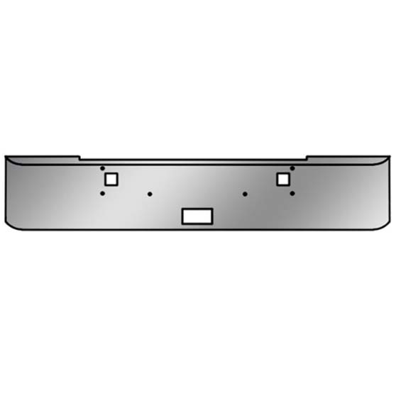 18" Chrome Texas Bumper, 10 Gauge With Hand Formed Ends, Step And Tow Holes For Kenworth