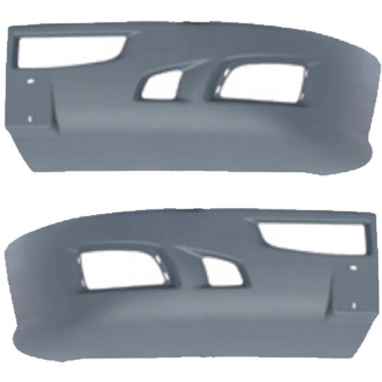Paintable Bumper Ends With Tow, Vent And Fog Light Holes For Kenworth T660