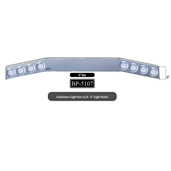 One Piece Container Light Bar With Eight 4 Inch Light Holes