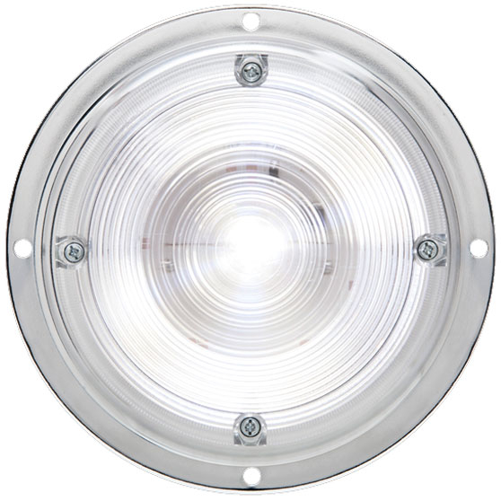 6 Inch Round 2 LED White Interior Dome Light With .180 Male Bullet Plugs