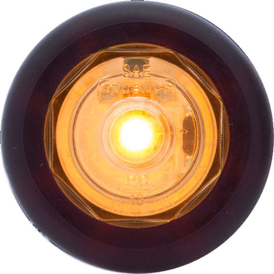 3/4 Inch Amber LED Marker And Clearance Light With A11GB Grommet And .180 Male Bullet Plugs