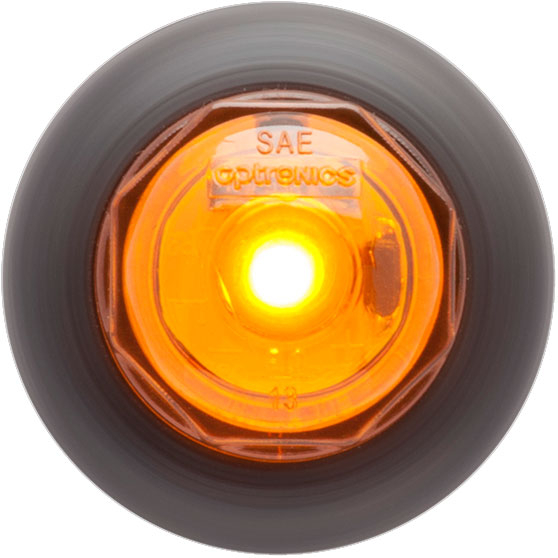 3/4 Inch Amber LED Marker And Clearance Light With A12GB Grommet And .180 Male Bullet Plugs With 18 Inch Leads