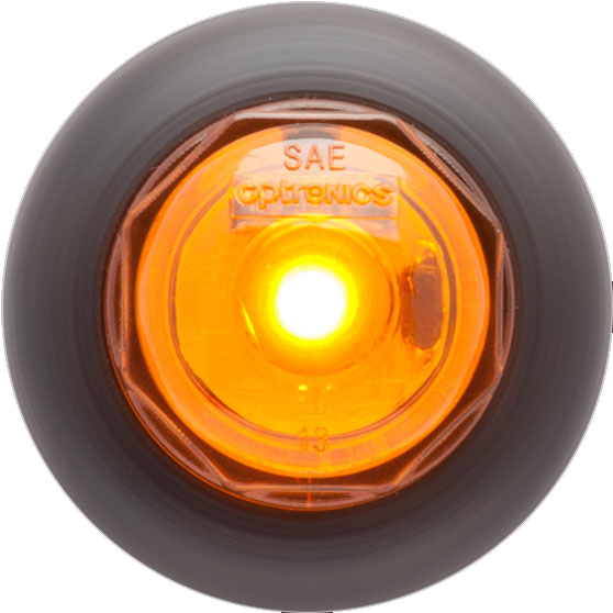 3/4 Inch Amber LED Marker And Clearance Light With A11GB Grommet And .180 Male Bullet Plugs
