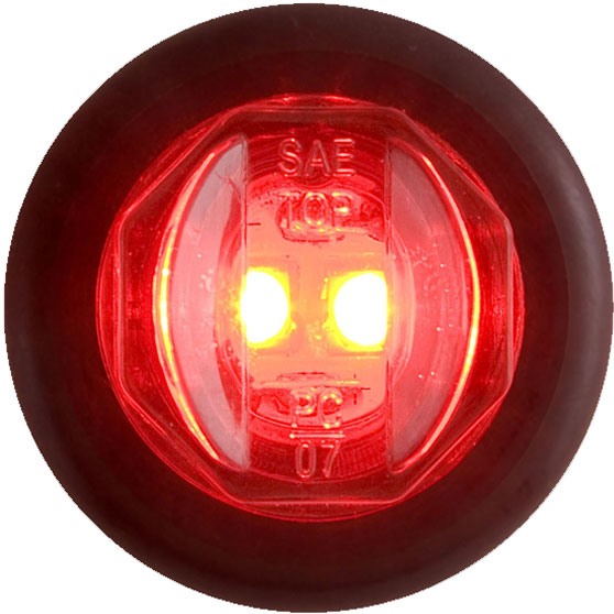 3/4 Inch Red 2 LED Marker And Clearance Light With A11GB Grommet And .156 Male Bullet Plugs With 12 Inch Leads
