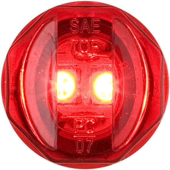 3/4 Inch Red 2 LED Marker And Clearance Light With .180 Male Bullet Plugs