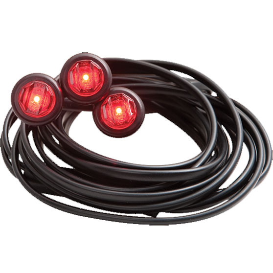 3/4 Inch Red LED Identification Light Kit With Molded Harness And Weathertight Connection 12-24 Volt