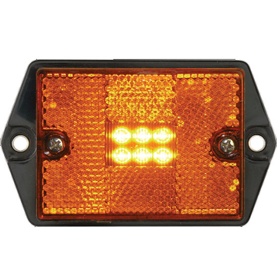 6 LED Amber Marker And Clearance Light With Reflex And .180 Male Bullet Plugs