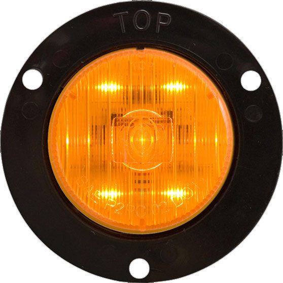 2 Inch Round 5 LED Amber Marker And Clearance Light With Black Flange And PL-10 Connection