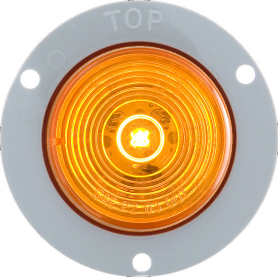 2 Inch Round 1 LED Amber Marker And Clearance Light With Gray Flange And PL-10 Connection