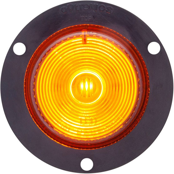 2 Inch Round 1 LED Amber Marker And Clearance Light With Black Flange And Angled Weathertight Connection