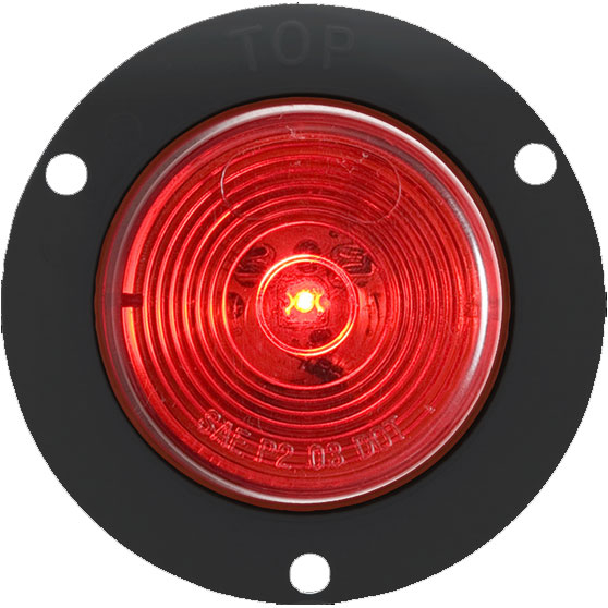 2 Inch Round 1 LED Red Marker And Clearance Light With Black Flange And Weathertight Connection