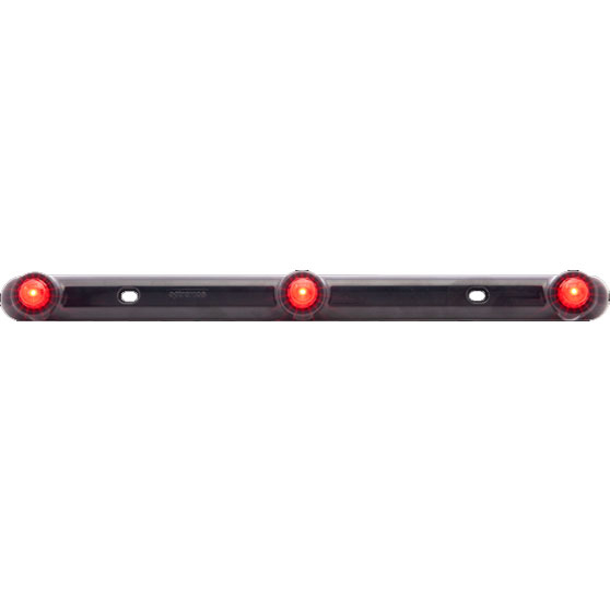 15 Inch 3 LED Red Identification Light Bar With Black Molded Base And .180 Male Bullet Plugs