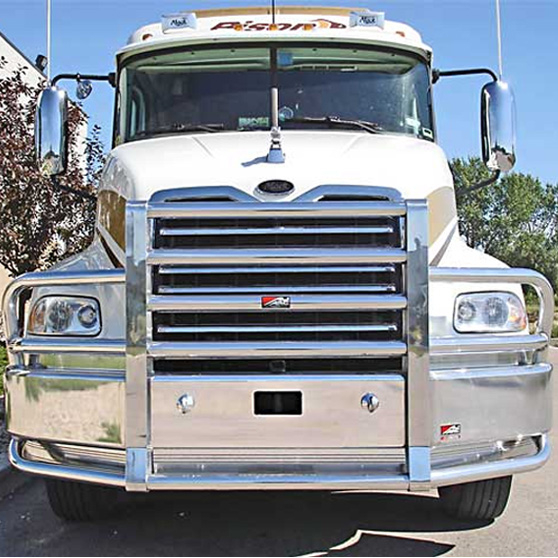 Mack CHN 2005 And Newer Full Straight Bumper Replacement With Grille Guard For Set Forward Axle Models