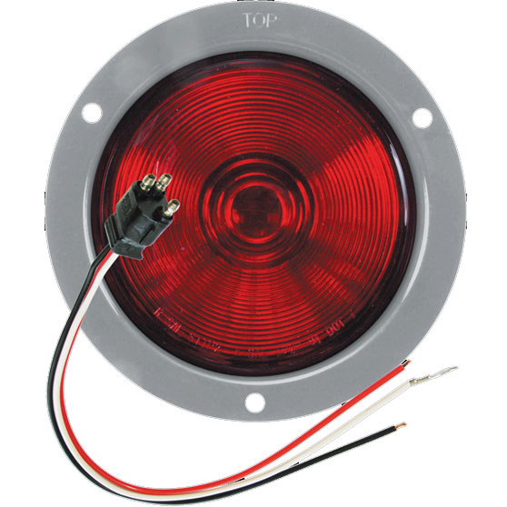 4 Inch Round Incandescent Red Stop/Turn/Tail Light Kit With Gray Flange And Pigtail