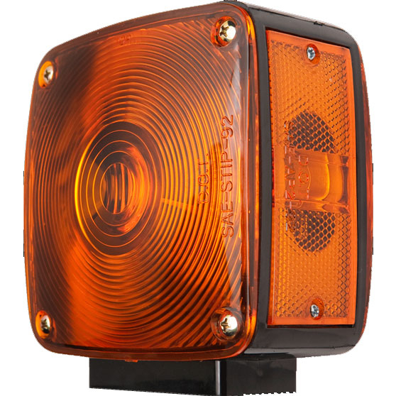 Dual Face Amber Pedestal Parking/Turn Signal Light With Side Marker/Reflex