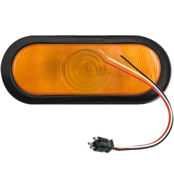 6 Inch Oval Incandescent Amber Parking/Rear Turn Signal Kit With Grommet And Pigtail