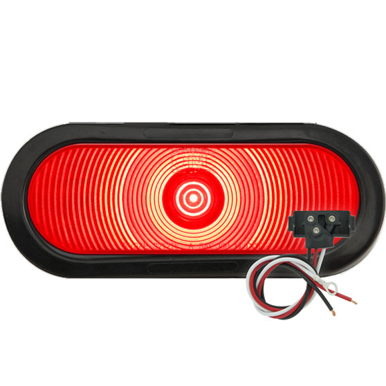 6 Inch Oval 1 LED Red Stop/Turn/Tail Light Kit With Grommet And Pigtail
