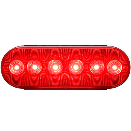 6 Inch Oval 6 LED Red Stop/Turn/Tail Light With PL-3 Connection With Black PCB And Base