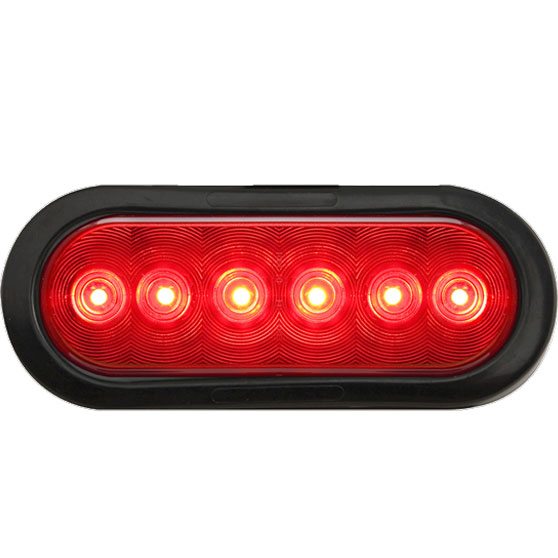 6 Inch Oval 6 LED Red Stop/Turn/Tail Light Kit With Grommet And .156 Female Barrels
