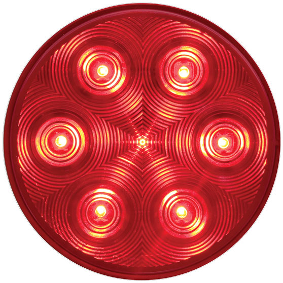 4 Inch Round 7 LED Red Stop/Turn/Tail Light With PL-3 Connection