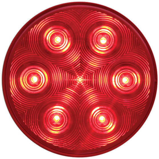 4 Inch Round 7 LED Red Stop/Turn/Tail Light With Male Pin Connection