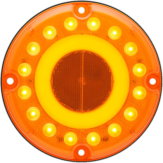 7 Inch Round 32 LED Amber Turn Signal With Built-In Reflex And Gasket