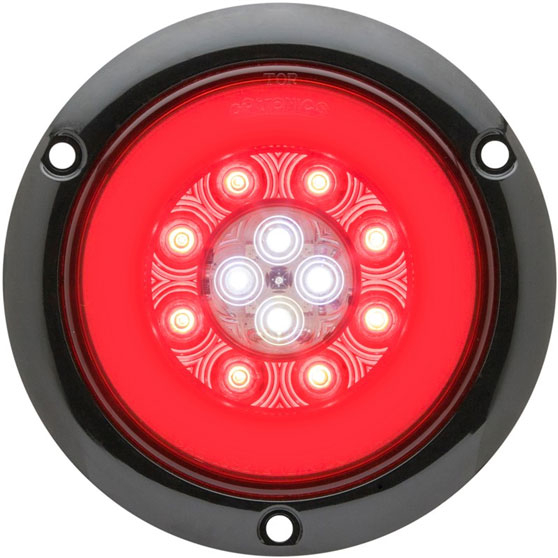 4 Inch Round 24 LED Combination Red/White Stop/Turn/Tail/Back-Up Light With Dual Weathertight Connection