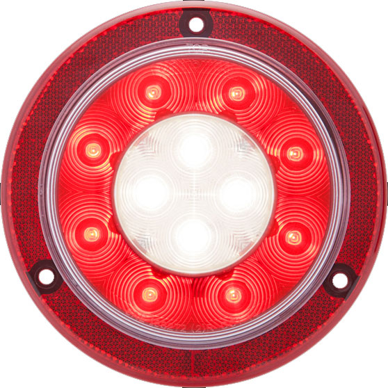 4 Inch Round 20 LED Combination Red/White Stop/Turn/Tail/Back-Up Light With Reflex Flange