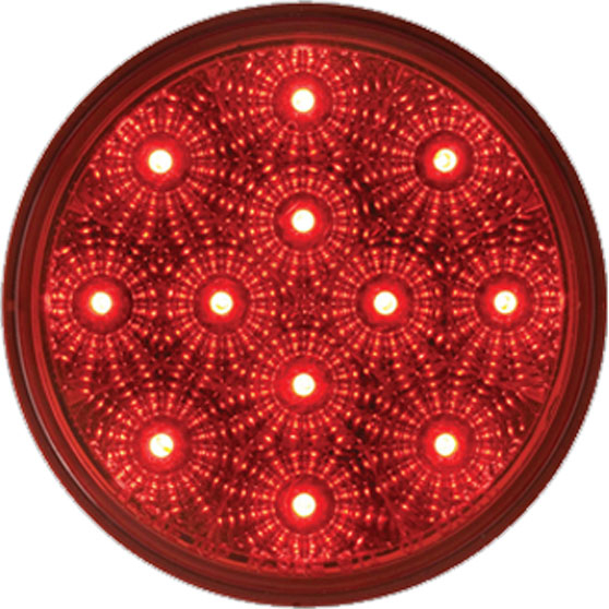 4 Inch Round 12 LED Red Stop/Turn/Tail Light With PL-3 Connection 12-24 Volt