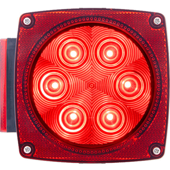 Driver Side 10 LED Red Combination Tail Light With License Illuminator