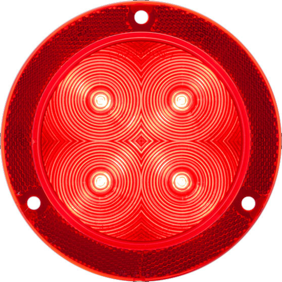 4 Inch Round 4 LED Red Stop/Turn/Tail Light With Reflex Flange