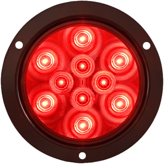 4 Inch Round 10 LED Red Stop/Turn/Tail Light With PL-3 Connection With Gasket
