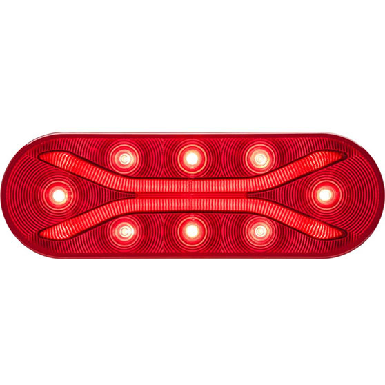 6 Inch Oval 12 LED Red Stop/Turn/Tail Light With PL-3 Connection