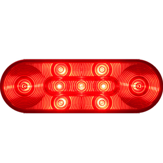 6 Inch Oval 9 LED Red Stop, Turn And Tail Light With PL-3 Connection