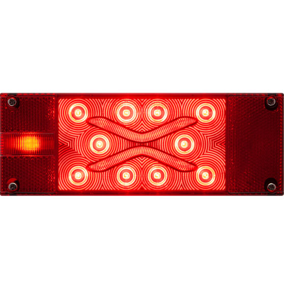 Driver Side Low Profile 16 LED Red Combination Tail Light With 3 LED License Illuminator
