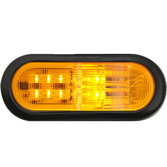6 Inch Oval 10 LED Amber E Rated Side Turn Signal And Marker Light Kit With Grommet And Weathertight Connection