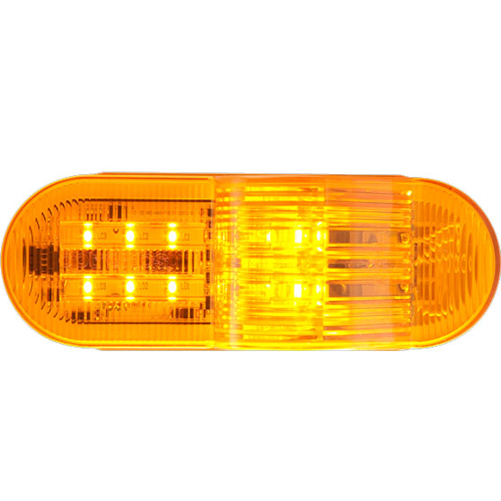 6 Inch Oval 10 LED Amber E Rated Side Turn Signal And Marker Light With Weathertight Connection