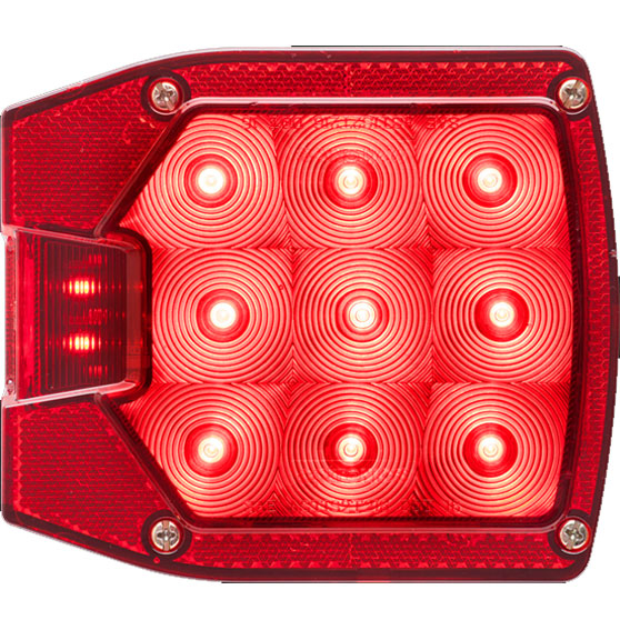 Driver Side 14 LED Red Combination Tail Light With License Illuminator