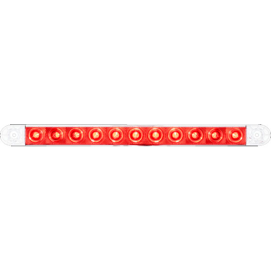 16.2 Inch 11 LED Red Thinline Stop, Turn And Tail Light With Clear Lens and .180 Male Bullet Plugs