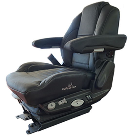 Vendetta Black Leather Mid Back Air Seat With Standard Base, Heating Vent, Dual Arm Rest, Reclining Back